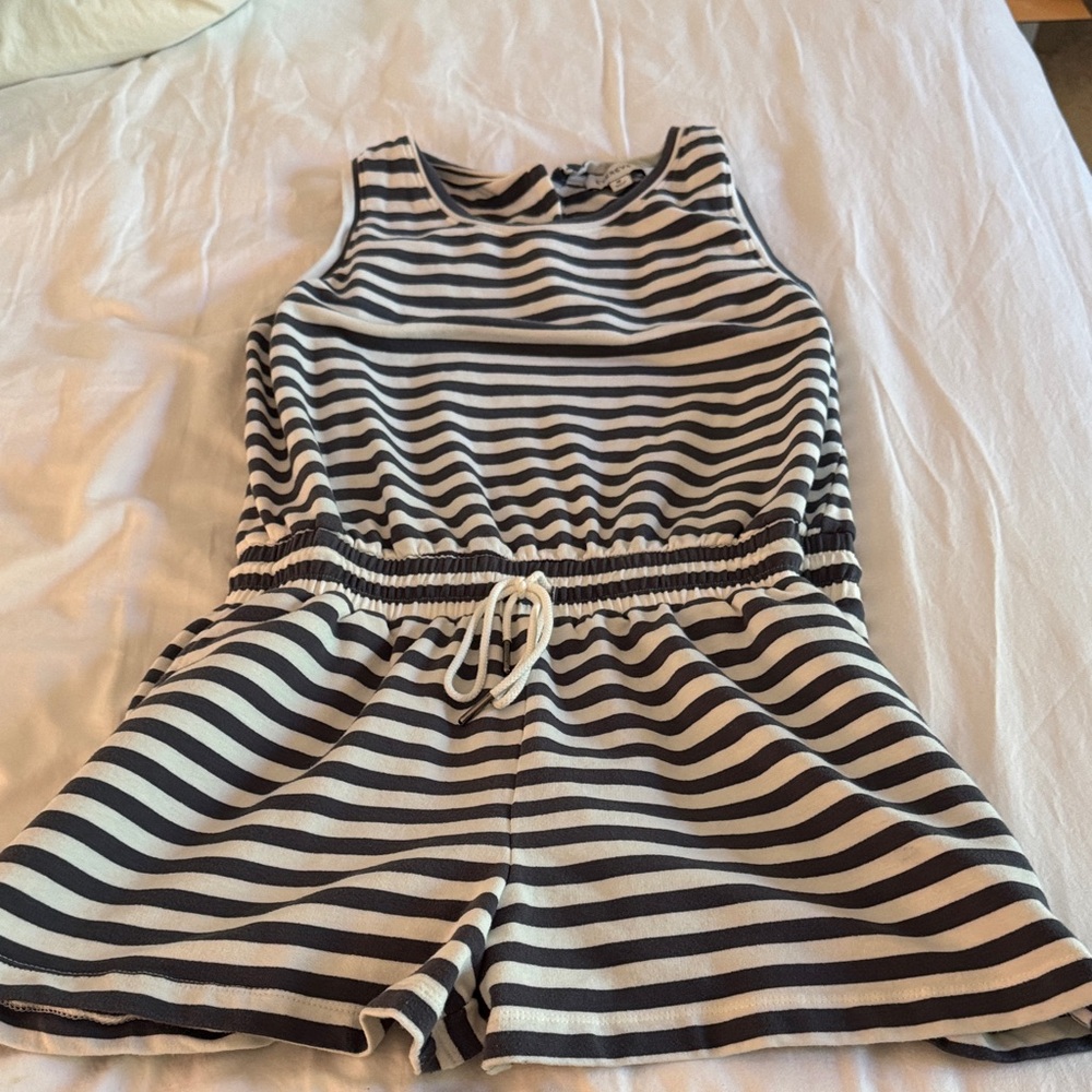 Evereve Navy and White Striped Romper
